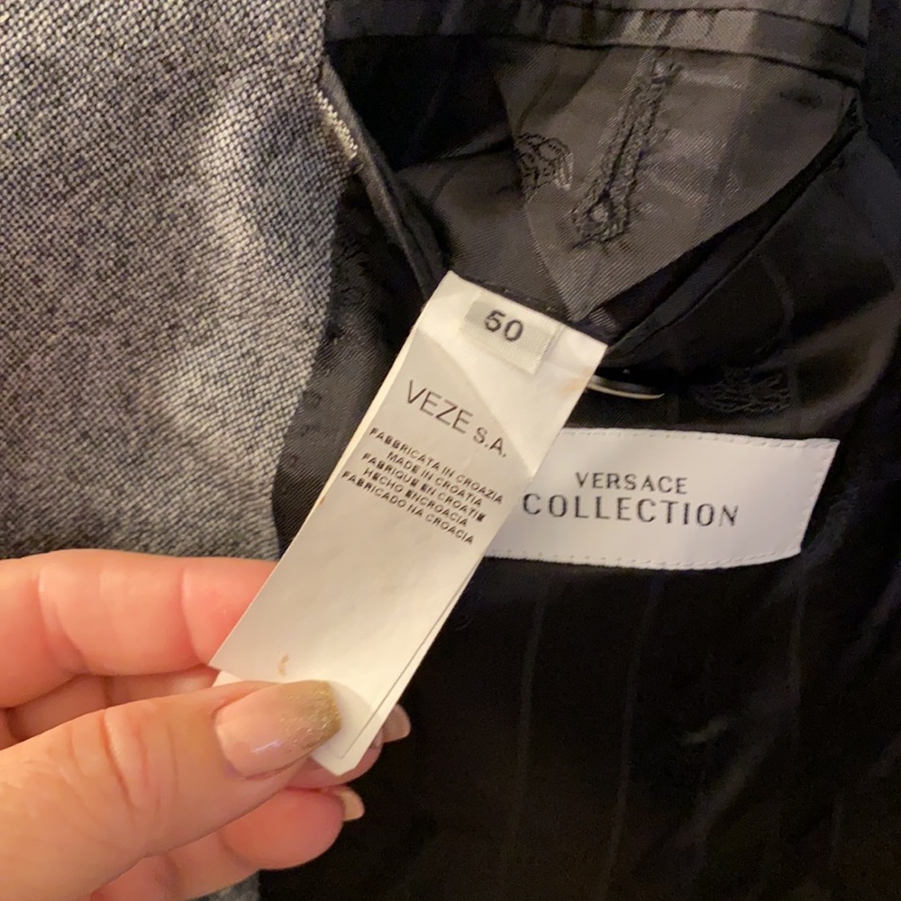 Versace Collection Black & White Grid Silk/Wool Sport Coat - Picture 9 of 14